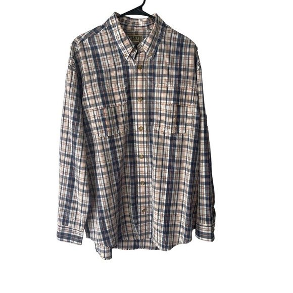 Duluth Trading CO Size Large Plaid  Blue Lightweight Button Up Long Sl Shirt‎ - Picture 1 of 7